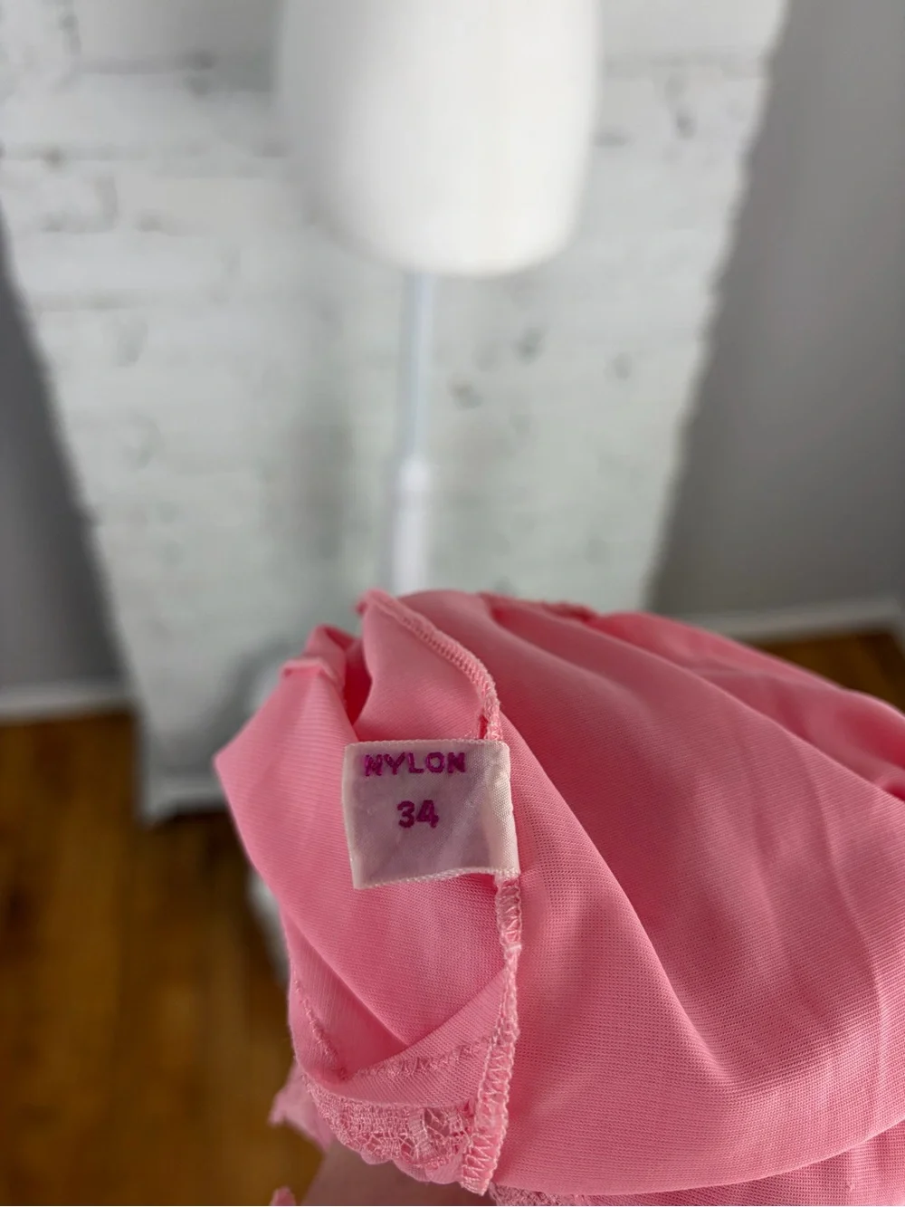 Vintage 50s Luxite by Holeproof Nylon Pink Maxi Slip Nightie Lingerie Dress 34 - Picture 7 of 15